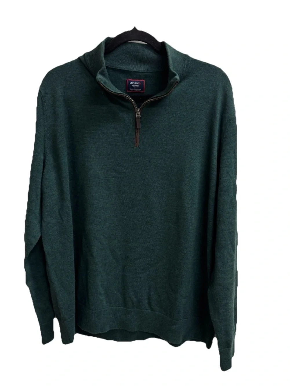 UNTUCKit Men's Merino Wool 1/4 Zip Sweater Forest Green XXL Belguardo Style